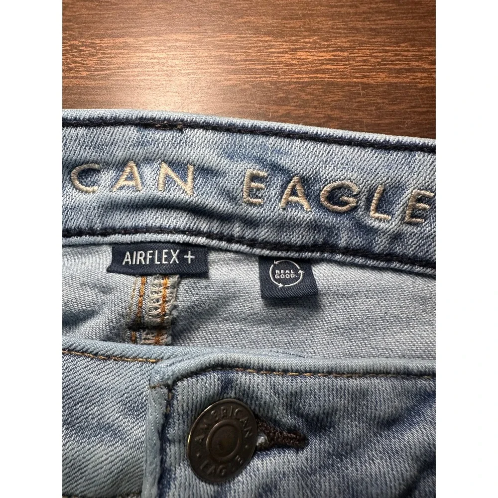 American Eagle Airflex+‎ Slim Straight Light Wash Blue Jeans Mens 36x32